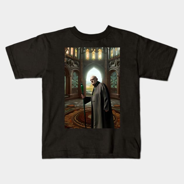 Aleister Crowley The Great Beast of Thelema in a Temple Digital Art Kids T-Shirt by hclara23